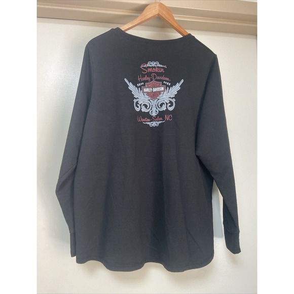Harley Davidson Women's 1X Skull Long Sleeve  Smokin Tee Winston-Salem,‎ NC Plus - Picture 2 of 6